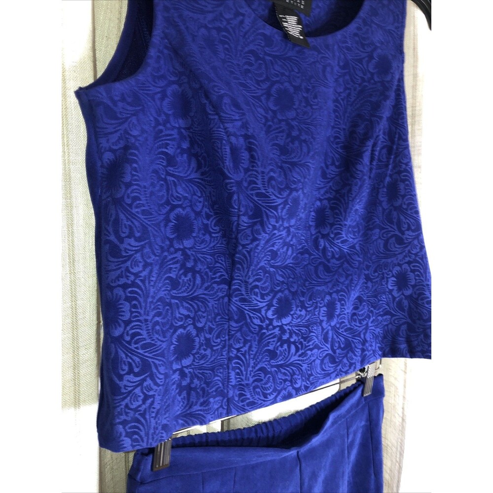Sag Harbor Petite 2-Piece Pant Suit Set 10P Tank & Trousers Y2K Periwinkle Blue - Picture 5 of 14